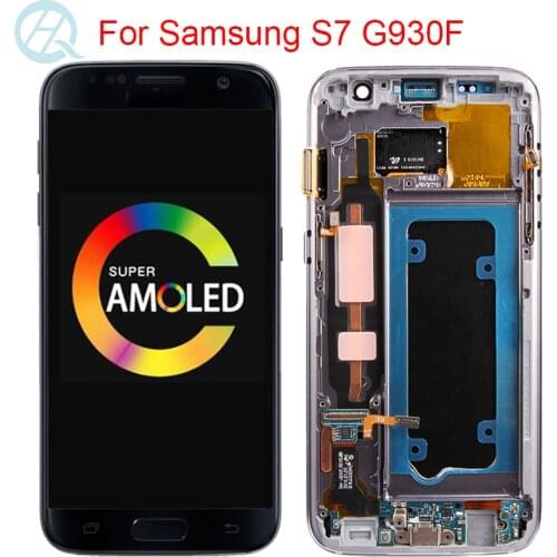 Original G930F Display For Samsung Galaxy S7 G930F LCD With Frame 5.1" S7 SM-G930F Display LCD Touch Screen Parts