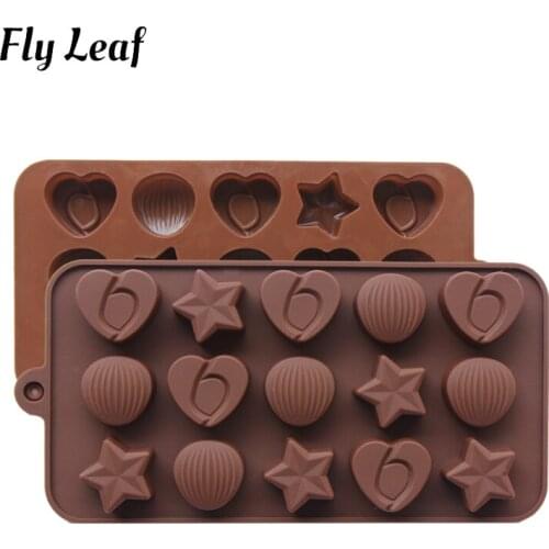 2021 Fly Leaf DIY Chocolate Silicone Molds 3D Star Nut Candy Fondant Pudding Mould Cookie Cake Decoration Mold Baking Accessorie