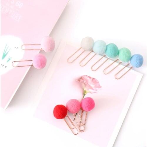 TUTU 30pcs/set cute Hairball rose gold cilp modelling Paper clip Fashion business office lady style Office stationery set H0270