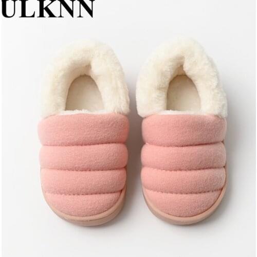 ULKNN Winter 2021 New ChildrenS Plush Slippers Cotton Shoes Baby Boys Girls Home Warm Indoor Outdoor Footwear 1-8 Years Old