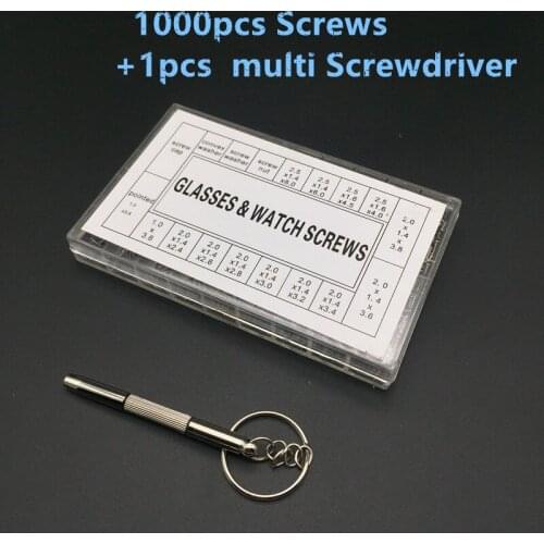 600pcs/1000Pcs Screws +1PCS Multi screwdriver Stainless Steel Screws Electronics Nut For Watch Eye Glasses Clock Repair Tool Kit