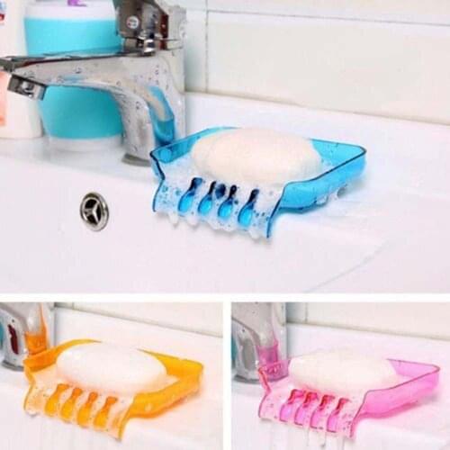 1PCS Colorful Soap Case Shower Soap Dish Bathroom Accessories Soap Box Tray Drain Holder Waterfall Shape Candy Color