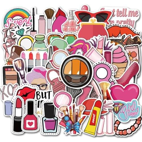 10/30/50PCS Cartoon Girls Woman Cosmetics Stickers Laptop Guitar Luggage DIY Waterproof Graffiti Sticker Decal Kid Classic Toys