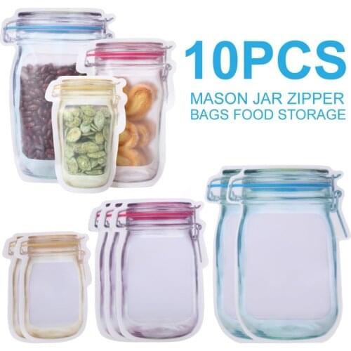 10 Pcs Food Storage Bags Reusable Silicone Food Storage Container for Food Vegetable Meat Fruit Fresh Produce Kitchen Organizer