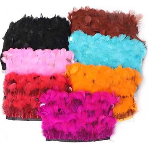 10 yards/lot Pheasant Feathers Trim 5-8CM Guinea Chicken feather on Ribbon plume for Dresses Clothing Decoration Sewing Crafts