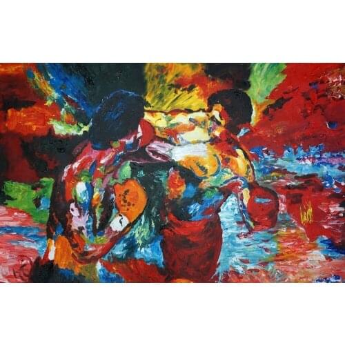 100% Handpainted Rocky 3 Oil Painting 30x20 NOT a print poster.Box Framing Avail. Apollo Creed