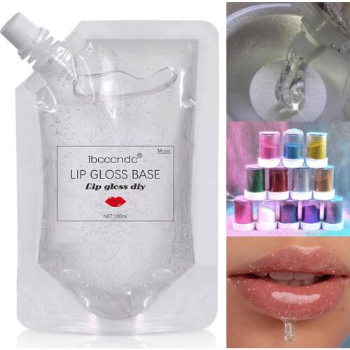 100ml DIY Clear Lip Gloss Base Oil with Glitter DIY Moisturizing Base Gel for Lip Gloss Base Handmade Liquid Lipstick Makeup