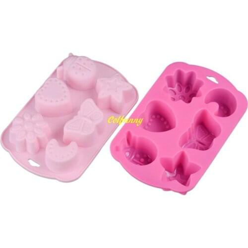 100pcs/lot Fast shipping DIY Silicone cake mold chocolate moulds jelly pudding molds 6 grooves moons insect