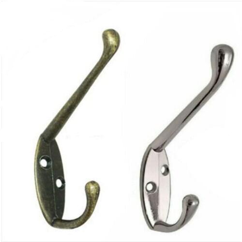 1x/2x/5x/10x Double Hat & Coat Hooks Polished Chrome Vintage Metal Robe Dress Hanger