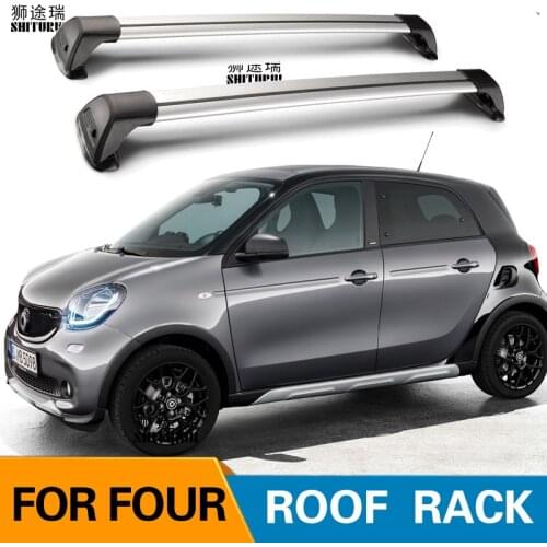 2 pcs For Mercedes-Benz smart FOR FOUR 4-door 2016-2019 roof bar car special aluminum alloy belt lock Led shooting CORSS RACK