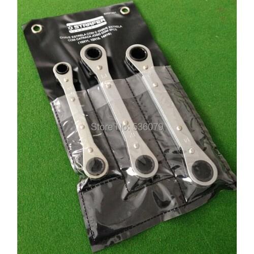 3pcs offset ratcheting box-end wrench set, CR-V alloy material, high quality, plain body ratchet combination spanner