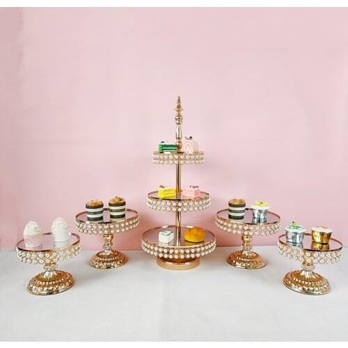 3 Tier Square Macaron Cake Stand mirror Tray Display Rack For Wedding Birthday
