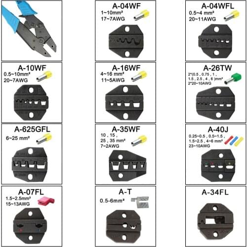 A35WF A625GFL A40J A26TW A07FL AT Die Sets for HS FSE AM-10 EM-6B1 EM-6B2 CRIMPING PILER Crimping machine modules one set jaws