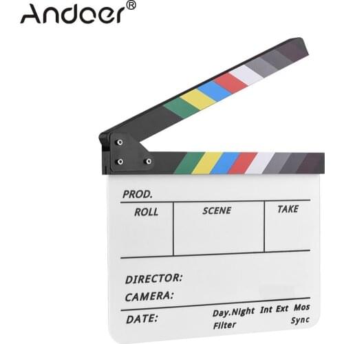 Andoer Director Film Clapboard Movie TV Cut Action Scene Clapper Board Slate with Marker Pen Two Colors Dry Erase Acrylic