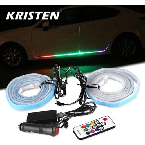 Car Led Ambient Light RGB Underglow Flexible Light Strip Remote /APP Control Auto Door Decorative Atmosphere Lights