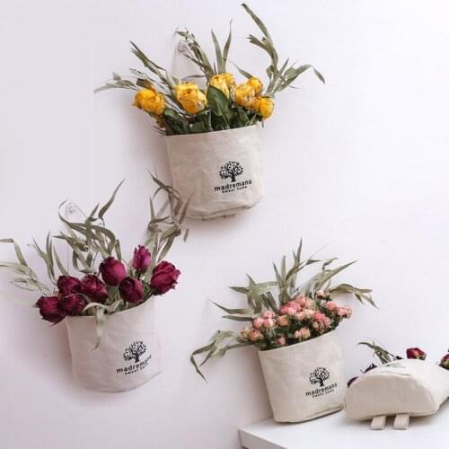 Immortal Mix Preserved Dried Flower Bouquet Daisy Rose Lagurus Sunflower Gypsophila Forget-Me-Not Cloth Bag Hang Wall Home Decor