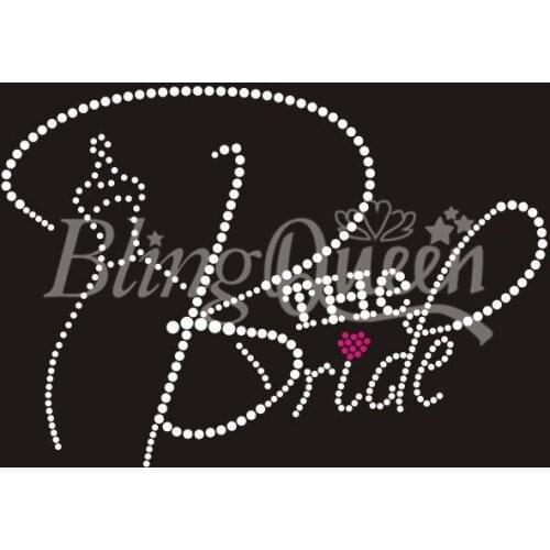 BlingQueen 25PCS/LOT Korean Rhinestone Iron On Appliques The Bride Design