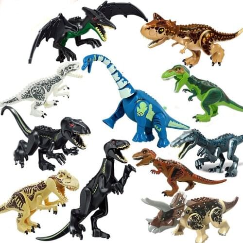 Locking Blocks Jurassic Dinosaurs Tyrannosaurus Rex Wyvern Velociraptor Stegosaurus Building Blocks Toys For Children Dinosaur