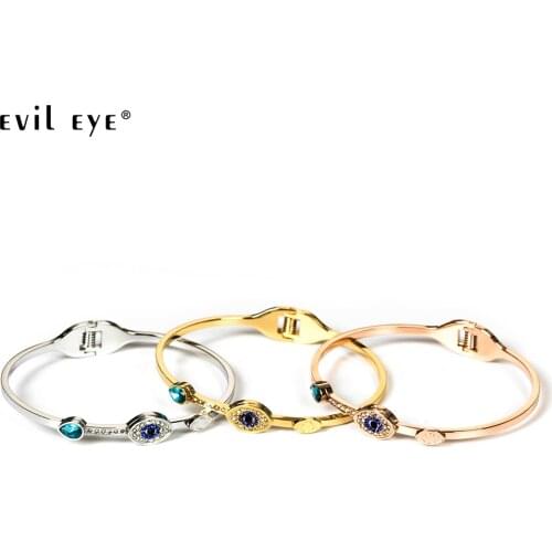 Evil Eye High Quality Titanium Steel Adjust Size Blue Eye Bangles With Shining CZ As Christmas Gifts For Women girl EY5159