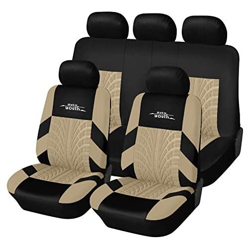 AUTOYOUTH Car Seat Cover Universal Full Set Of Car Safety Seat Protection Cover Tire Track Car Seat Accessories-9PCS Car Interio