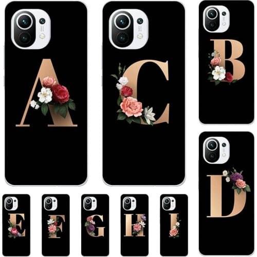 For Xiaomi Mi 11 Lite 11 Youth M2101K9AG Case For Xiaomi Mi 11 Pro Cute Lovely Cartoon Pattern Flowers Black Letters Soft Cover