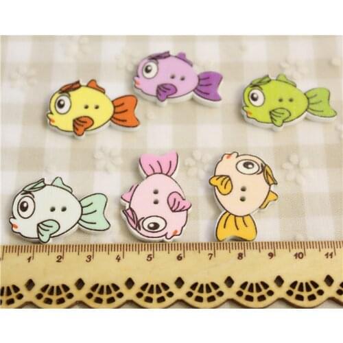 1000pcs Wood Sewing Buttons Fish Shaped Button Embellishments 35x25mm Cardmaking Scrapbooking