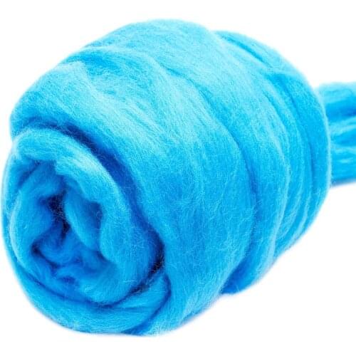 Imzay 3.53oz Wool Roving Yarn, 100% Pure Wool, Chunky Yarn, Spinning Wool Roving for Needle Felting Wet Felting DIY（light blue