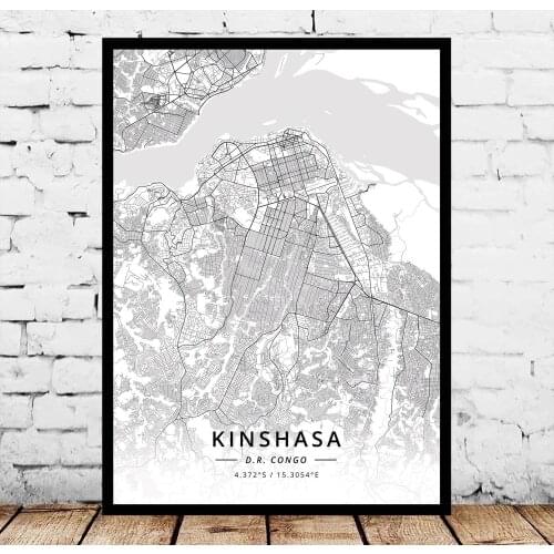 Kinshasa DR Congo Map Poster