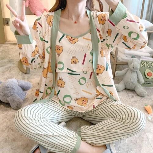 Maternity Set Clothes Pajamas Sets Women Outwear for Pregnancy Sleepwear Nightgown Maternity and Nursing Top and Pant Set