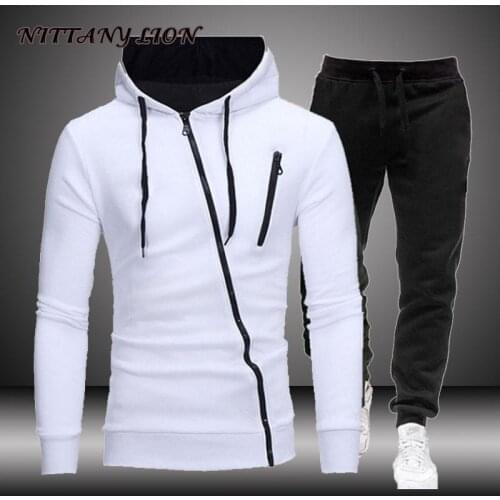 Men Sets Autumn Causual Hoodies+Pants Outfit Male Tracksuit Suits Sportswear Zipper Coats Men Clothing