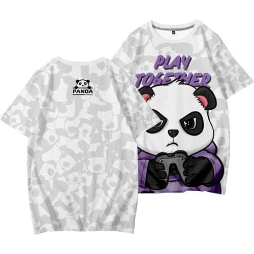 New Mens Fashion Brand Couples Red Panda Crewneck Printed Loose Short Sleeve Jacket Five Sleeve T-shirt Butterfly Cloth