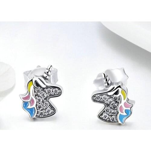 Fashionable Cute Unicorn Women Earrings Classic Cute Unicorn Silver Plated Alloy Earrings for Women Birthday Anniversary Gifts