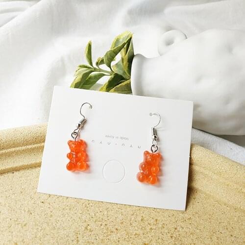 Cartoon Resin Gummy Bear Earrings Cute Jelly Polychromatic Minimalist Dangle Earring Creative Candy Bear Drop Earrings Pendants