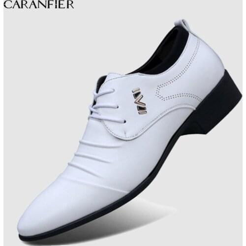 CARANFIER New British Mens Slip On Split Leather Pointed Toe Men Dress Shoes Business Wedding Oxfords Formal Shoes For Male