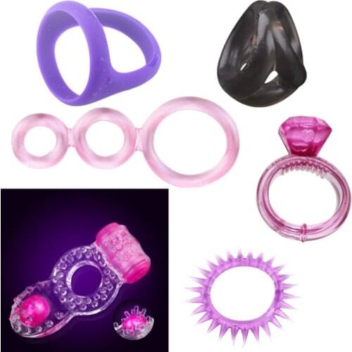 Male Penis Ring Vibration Lock Fine Ring Vibration Three Link Sheep Eye Circle Combination Set Couple Flirting Sex Toys