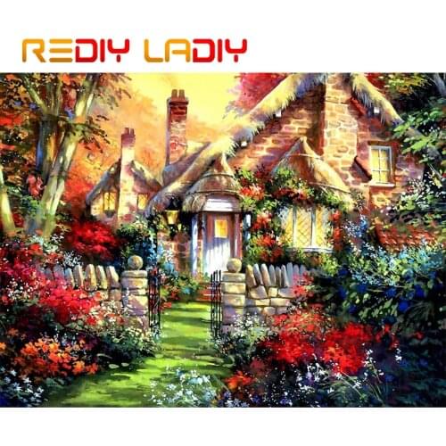 DIY Beaded Embroidery Kit Cottage Flower Garden Needlework High Quality Beads Partial Crystal Beaded Cross Stitch Hobby & Crafts