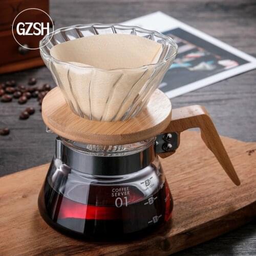 HZSH V60 Three-piece Set Coffee V60 Set Coffee Dripper Glass Server Coffee Pot Coffee Kettle Brewer Barista Percolator Maker