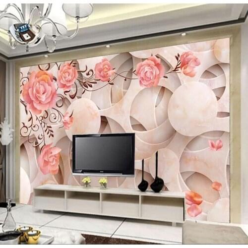 Pink Rose Flower Mural 3d Wall Papel Mural Wall paper for Living Room 3d Wall Photo Mural Wallpaper Home Decor