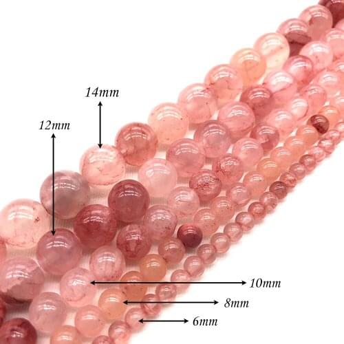 Natural Stone Deep Pink Chalcedony Round Loose Charm BeadsFitMulti-purpose Jewelry Making 6 8 10 12 14MMPick Size J307