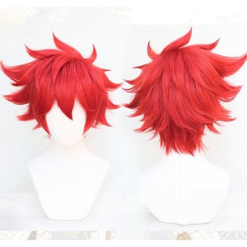 SK∞ the Infinity Reki Cosplay Wig Red Short Straight Heat Resistant Synthetic Hair Wig + Wig Cap