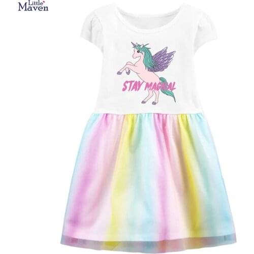 Frocks for Girls 2021 Summer Baby Girl Clothes Toddler Cotton Letter Print Vestiods Casual Unicorn Dress for Kids 2-7 Years