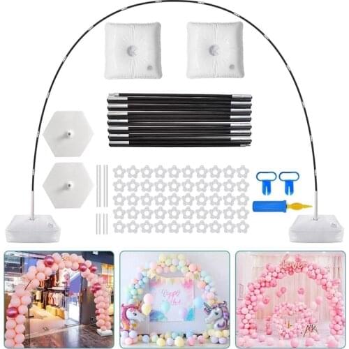 Hot Balloon Arch Garland Kit Wide Adjustable Stand Set with Water Fillable Base Clips Party Decor