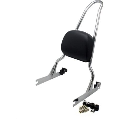 Motorcycle Chrome Rear Passenger Sissy Bar Backrest Pad Cushion For Harley Softail Fatboy 2007-2017 16 15 14 13 12 11 10 09 08