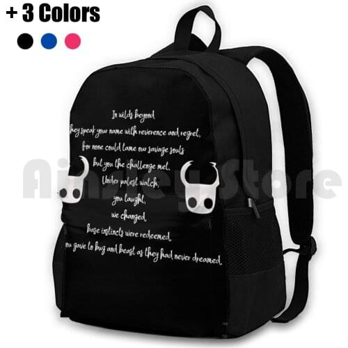 Hollow Knight Poem Outdoor Hiking Backpack Riding Climbing Sports Bag Hollow Knight Video Game Videogame Computer Pale Soul