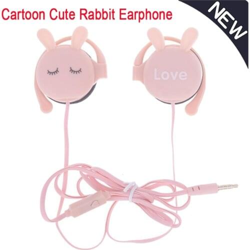 3.5MM Wired Earphone Cartoon Cute Rabbit Wired Headset Headphone Volume Control Portable Cute Student Earphone Girls Gift