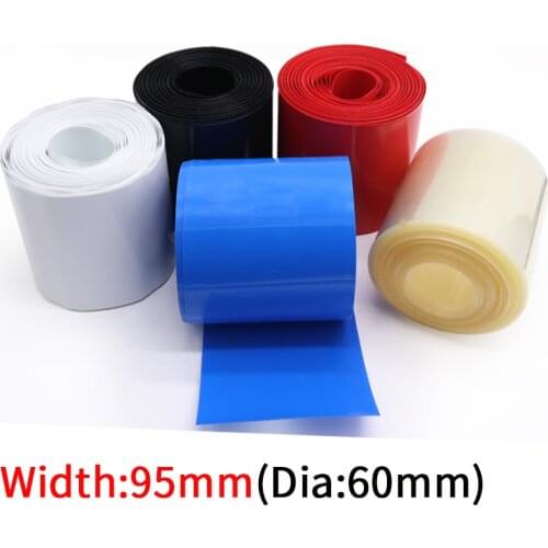 Width 95mm PVC Heat Shrink Tube Dia 60mm Lithium Battery Insulated Film Wrap Protection Case Pack Wire Cable Sleeve Colorful