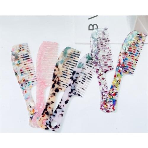 18.5CM Acetate Hair Comb Portable Travel Comb Marble Leopard Print Hair Massage Comb For Women Korean Style Hair Styling Tool