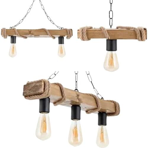 Retro Rustic Wooden Roped Chandelier E27 Loft Antique Pendant Lamp Home Decor Lighting Kitchen Restaurant Cafe Livingroom 2021