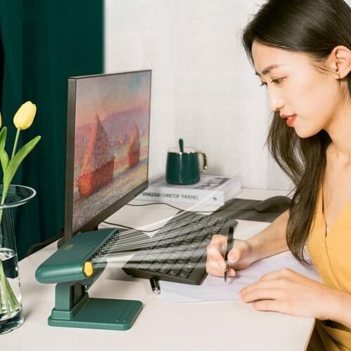 LED Digital Display Hanging Fan USB Rechargeable Laptop Screen Portable Fan Office Desktop Mobile Phone Holder Cooler Fan