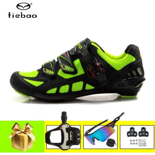Tiebao Professional Ultralight Cycling Shoes Add SPD-SL Pedals Men Outdoor Racing Shoes Women Breathable Bicycle Sports Sneakers